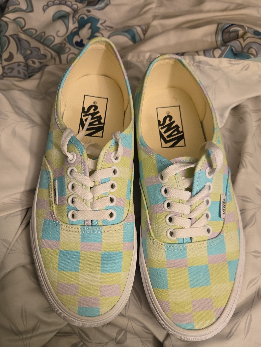 Vans Checkerboard Low-Top Sneakers in Mint, Blue & Lavender
